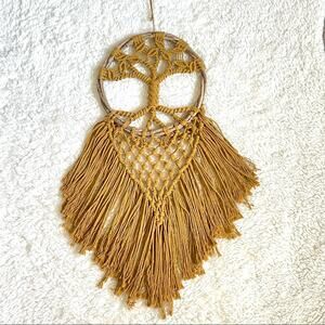 Macrame Handmade Wall Hanging Boho Tree of Life Dream Catcher Mustard